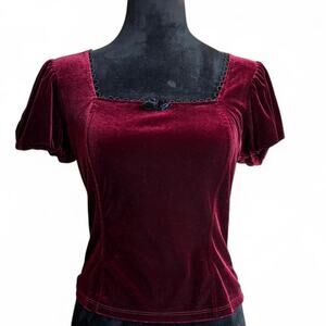Burgundy Velvet Square Neck Top – Whimsygoth Romantic SM